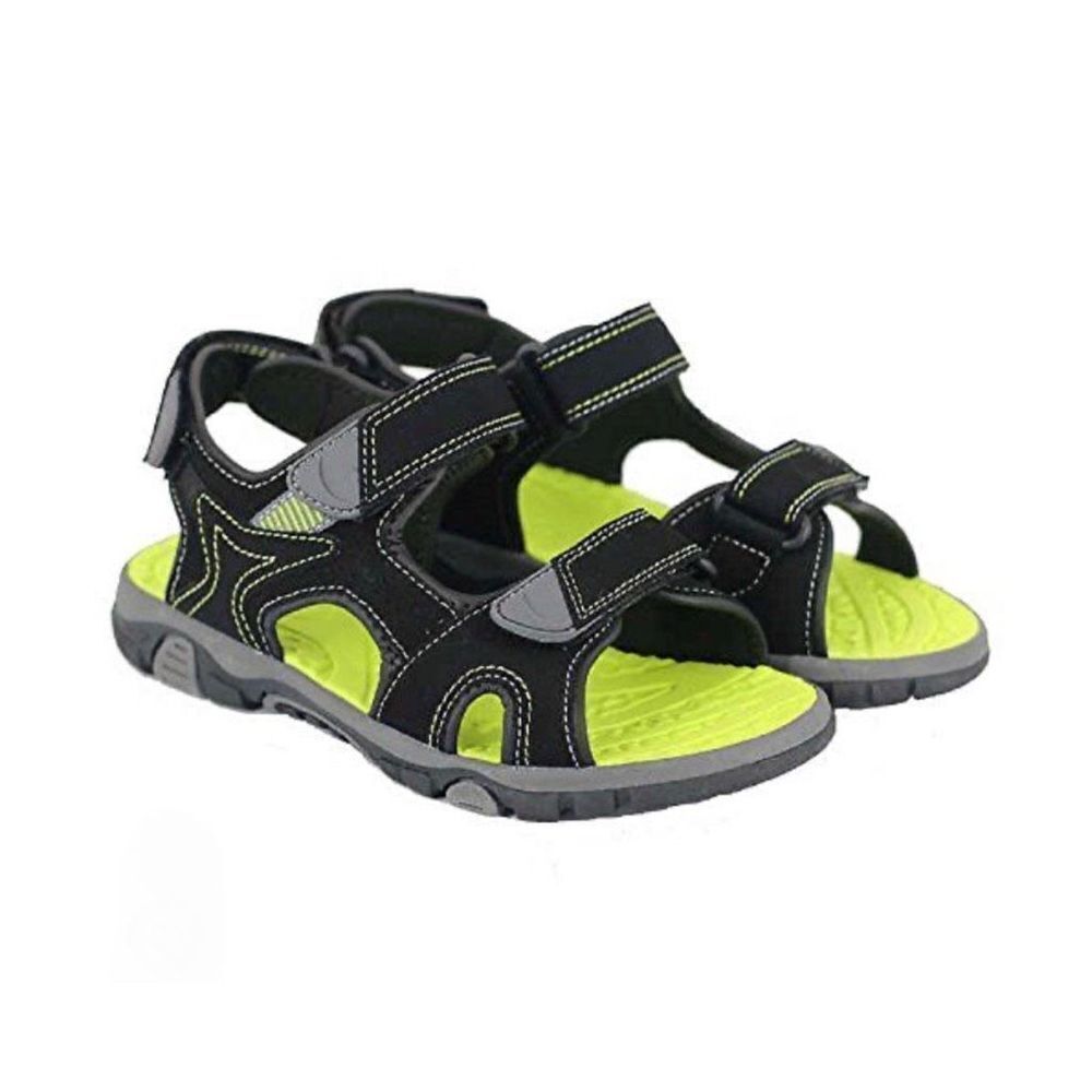 Khombu Boy's Black Green Adjustable Strap Outdoor Sporty Sandals Size 2